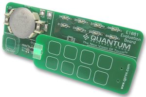 QTOUCH SENSOR, EVALUATION KIT; Kit Application Type Sensor; Silicon Manufacturer Atmel; Silicon Core Number QT1081; Application Sub Type Touch Sensor; Kit Contents Evaluation Assembly E1081, Battery, 2x Sample QT1081-ISG ICs,User Guide; Product Range -; S