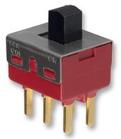 SLIDE SWITCH, DPDT, ON-ON; Contact Configuration DPDT; Switch Operation On-On; Switch Mounting Through Hole; Product Range 1000 Series; Contact Current Max 6A; Contact Voltage AC Max 250V; Contact Voltage DC Max 28V; Orientation Vertical; SVHC No SVHC (15