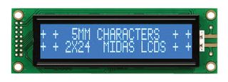 DISPLAY, ALPHANUMERIC, 24X2, WHITE