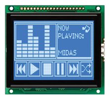 DISPLAY, LCD GRAPHIC, 128X64, BSTN; Resolution 128 x 64 Pixels; Display Appearance White on Blue; Logic Voltage 5V; Interface Type Parallel; Font Set No Font; Display Mode Transmissive; LCD Display Type BSTN; Module Size 78mm x 70mm; Operating Temperature
