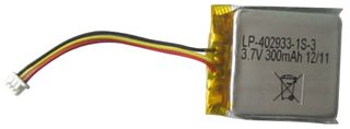BATTERY, LITHIUM POL, 3.7V, 300 MAH