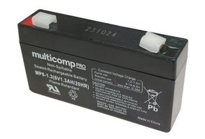 Multicomp Pro Mp6-1.3 Rechargeable Batt, 1.3Ah, 6V, Lead Acid