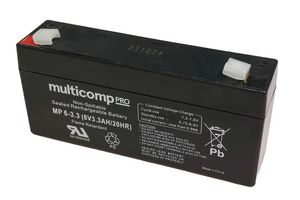 Multicomp Pro Mp6-3.3 Rechargeable Batt, 3.3Ah, 6V, Lead Acid