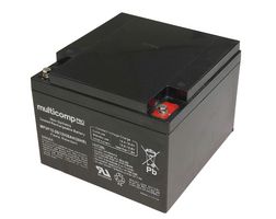 Multicomp Pro Mpuf12-26 Rechargeable Batt, 26Ah, 12V, Lead Acid