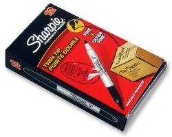 Sharpie S0811100 Marker Twin Tip Blk 12Pk