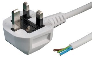 Pro Elec Pel01287 Uk Plug To Open End 1Mm White 1M