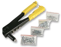 RIVET GUN, C/W 75 RIVETS; Riveter Type Hand; Rivet Dia -; No. of Noses 4; Product Range -; Length 240mm