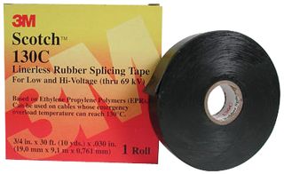 3M 130C (1X30Ft) Tape, Splicing, Rubber, Black 25Mmx9.1Mm